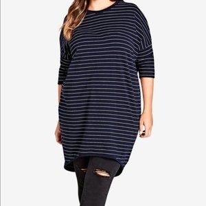 City Chic stripe Oversized  tunic top
